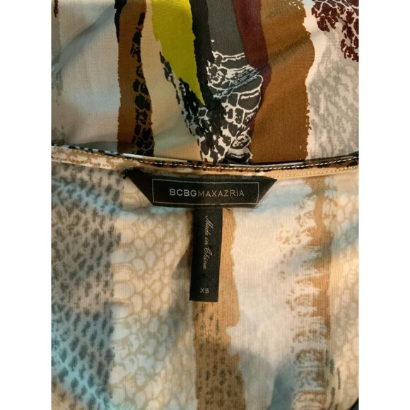 BCBG Max Azria "Ariana" Snakeskin Striped Twisted Dress w/ Cap Sleeves, Size XS - Picture 7 of 7